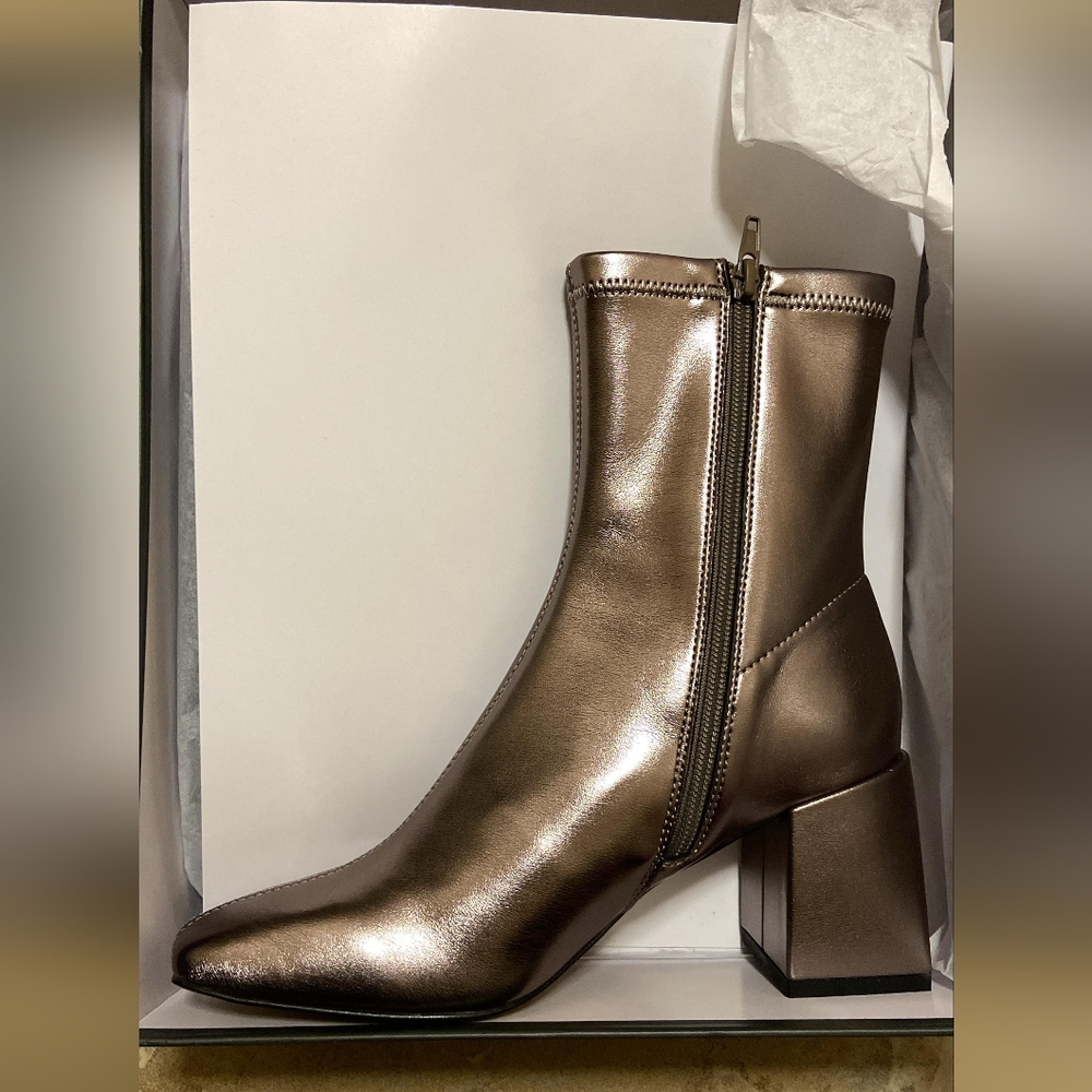 SILENT D CARINA HEELED ANKLE BOOTS PEWTER STRETCH PU - Picture 8 of 10